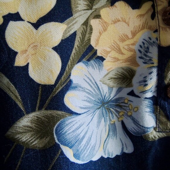 Vintage Caribbean Joe Blue Floral Tropical Shirt Dress 2X - Picture 4 of 9